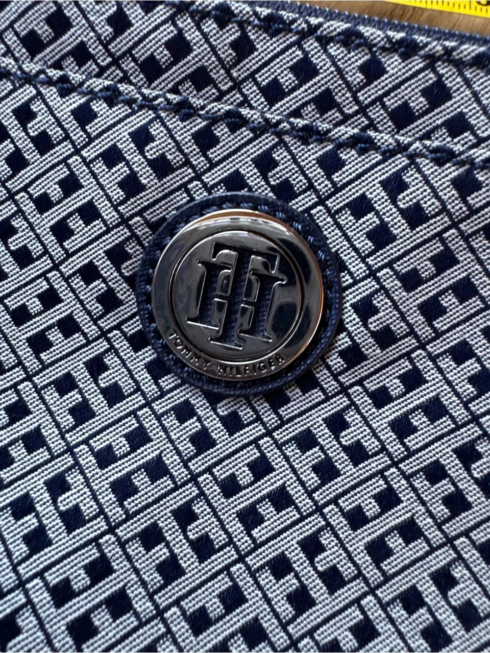 Tommy Hilfiger Navy and White Monogram Wristlet Clutch